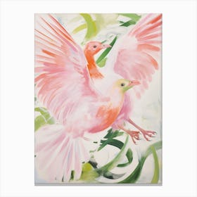 Pink Ethereal Bird Painting Kiwi Canvas Print