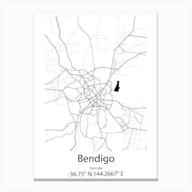 Bendigo,Australia Minimalist Map Canvas Print