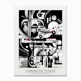 Chromatic Fusion Abstract Black And White 4 Poster Canvas Print