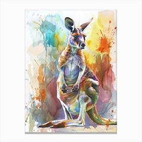Kangaroo Colourful Watercolour 1 Canvas Print