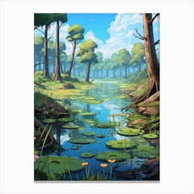 Swamp And Wetlands Cartoon 3 Canvas Print