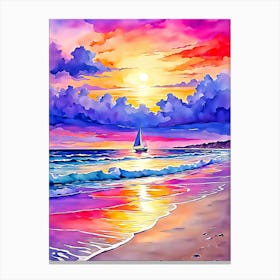 Sailboat On The Beach Canvas Print