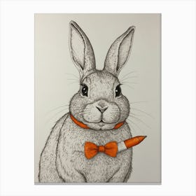 Rabbit With Orange Bow Tie Canvas Print