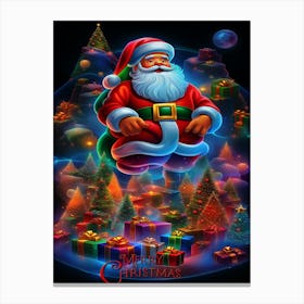 Christmas Santa in Neon Canvas Print