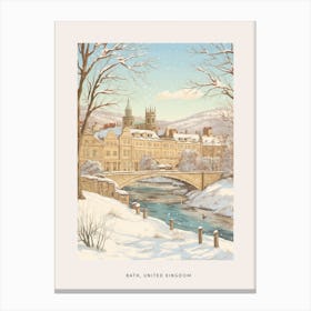 Vintage Winter Poster Bath United Kingdom 1 Canvas Print