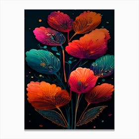 Colorful Flowers In A Vase Canvas Print