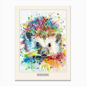 Hedgehog Colourful Watercolour 4 Poster Canvas Print