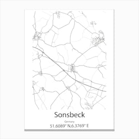 Sonsbeck,Germany Minimalist Map Canvas Print