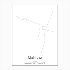 Makiivka,Ukraine Minimalist Map Canvas Print