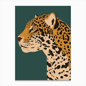 Jungle Safari Jaguar on Dark Teal Canvas Print