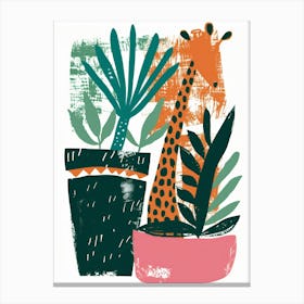 Giraffes In Pots Canvas Print