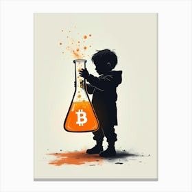 Bitcoin Child Holding Test Tube 1 Canvas Print