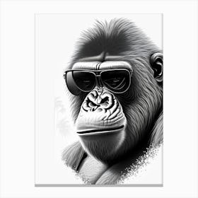 Angry Gorilla Gorillas Pencil Sketch 1 Canvas Print
