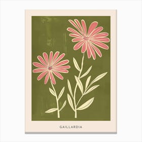 Pink & Green Gaillardia 1 Flower Poster Canvas Print