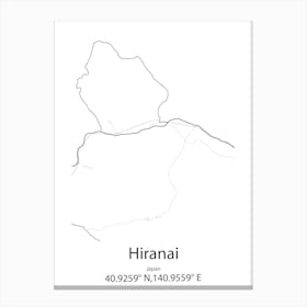 Hiranai,Japan Minimalist Map Canvas Print