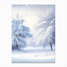 Winter Scenery, Snowflakes, Soft Colours Canvas Print