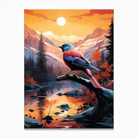 Bird Perched On A Branch Canvas Print