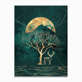 Deer In The Moonlight Canvas Print