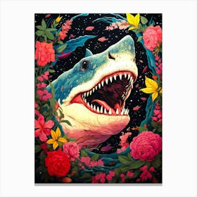 Shark With Flowers 1 Canvas Print