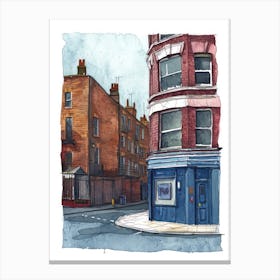 Hackney London Borough   Street Watercolour 11 Canvas Print