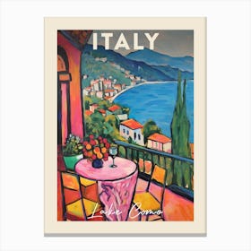 Lake Como Italy 5 Fauvist Painting  Travel Poster Canvas Print