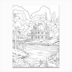Line Art Inspired By A Sunday Afternoon On The Island Of La Grande Jatte 1 Canvas Print