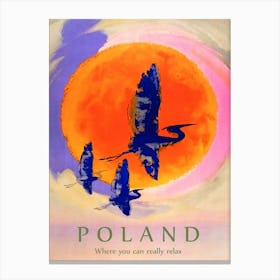 Poland On Summer, Vintage Travel Poster Canvas Print