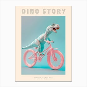 Pastel Toy Dinosaur On A Bike 4 Poster Canvas Print