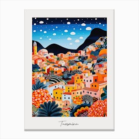 Poster Of Taormina, Italy, Illustration In The Style Of Pop Art 3 Canvas Print