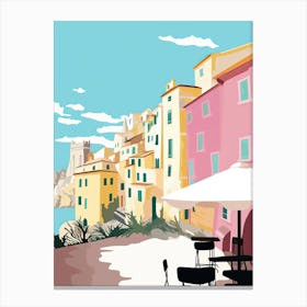 Cinque Terre, Italy, Flat Pastels Tones Illustration 4 Canvas Print