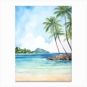 Watercolour Of Lanikai Beach   Oahu Hawaii Usa 1 Canvas Print