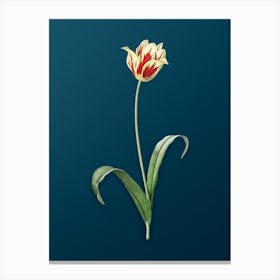 Vintage Didier's Tulip Botanical Art on Teal Blue n.0458 Canvas Print