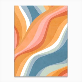 Retro Rainbow Waves Pattern Canvas Print