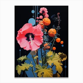 Surreal Florals Hollyhock 1 Flower Painting Canvas Print