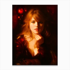 Portrait Of A redhaired Young Woman in red and orange female Canvas Print