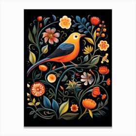 Folk Bird Illustration European Robin 1 Canvas Print