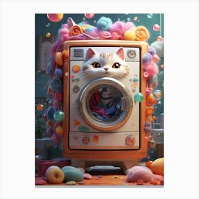 Cat In A Washing Machine 1 Canvas Print