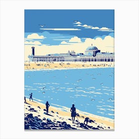 A Screen Print Of Brighton Beach East Sussex 3 Canvas Print