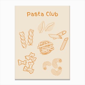 Pasta Club Poster Orange Canvas Print