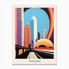 Cloudgate Chicago Colourful Travel Poster Canvas Print