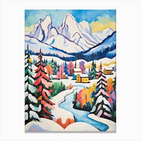 Winter Snow Banff   Canada Snow Illustration 3 Canvas Print