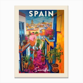 Seville Spain 2 Fauvist Painting Travel Poster Canvas Print