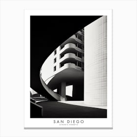Poster Of San Diego, Black And White Analogue Photograph 3 Canvas Print