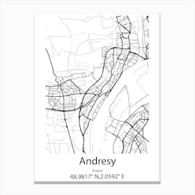 Andresy,France Minimalist Map Canvas Print