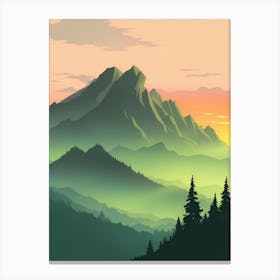 Misty Mountains Vertical Composition In Green Tone 158 Canvas Print