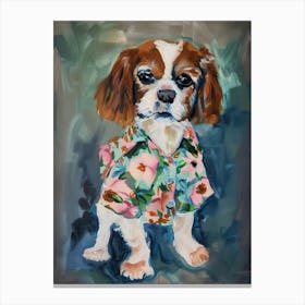Animal Party: Crumpled Cute Critters with Cocktails and Cigars Hawaiian Dog 1 Canvas Print