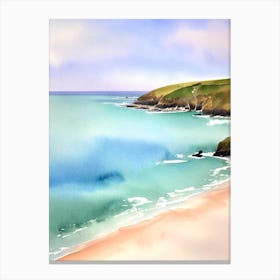 Perranporth Beach, Cornwall Watercolour Canvas Print