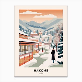 Vintage Winter Travel Poster Hakone Japan 4 Canvas Print