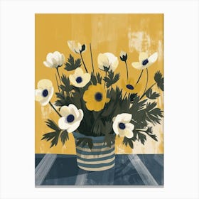 Anemone Flowers On A Table   Contemporary Illustration 4 Canvas Print