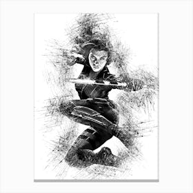 Black Widow Marvel Sketch Canvas Print